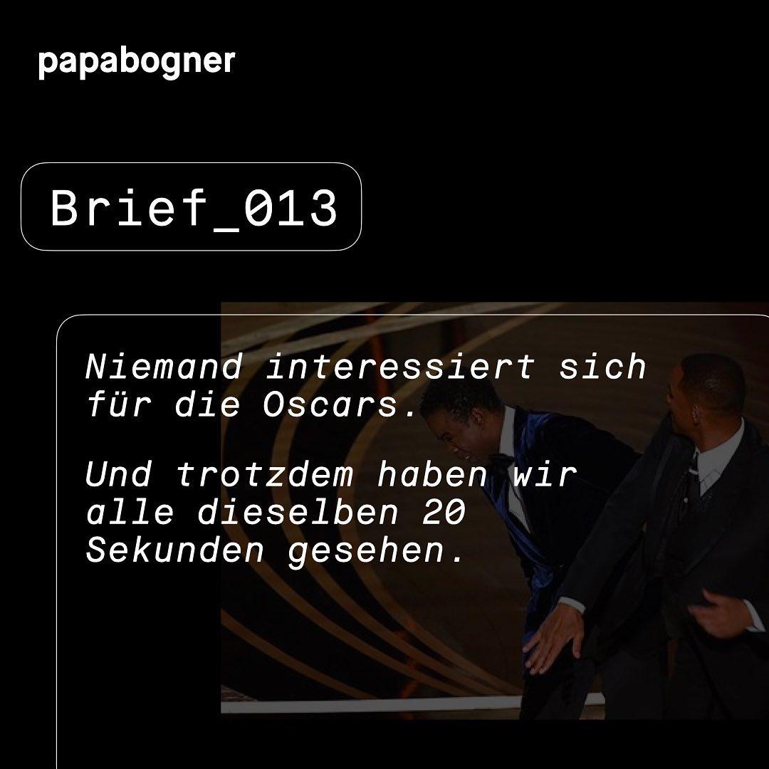 Kulturelle Momente, die wir alle gleichzeitig erleben, sind selten geworden. Will Smith hat uns einen davon gegönnt. Was unsere Take-Aways daraus sind und was das über unsere Kommunikationswelt aussagt. #pabobrief